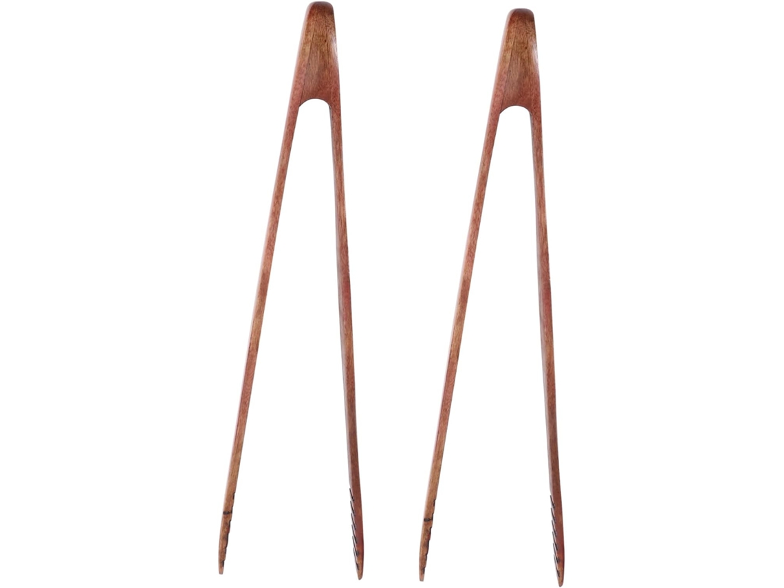 Conjunto De 2 Pinças Madeira Reutilizáveis Para Alimentos, Incluindo Pão, Ideais Para Churrasco, Almoço E Jantar