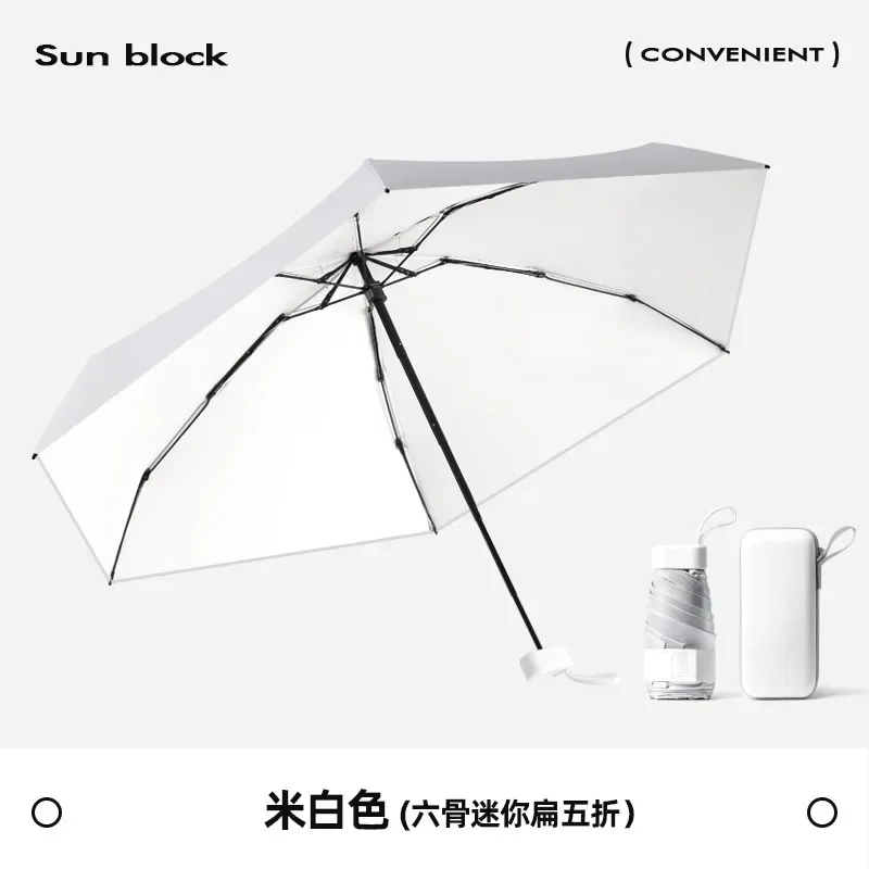 Guarda-chuva De Bolso Mini Feminino (branco Ferro) Com Proteção Uv, Proteção Solar Upf50+, Estilo Cápsula