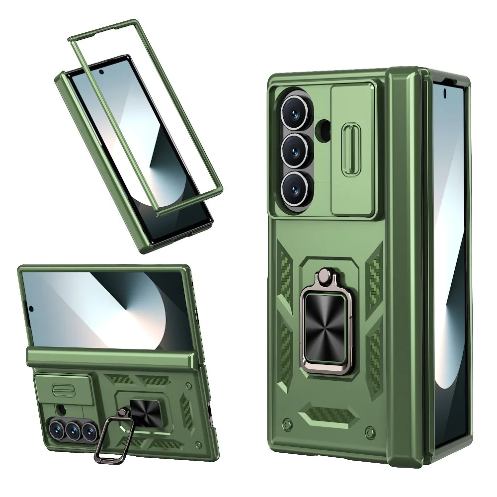 Capa Para Celular (verde, Galaxy Z Fold6), Suporte Giratório 360°, Capa Protetora Com Dobradiça Dupla À Prova De Choque.