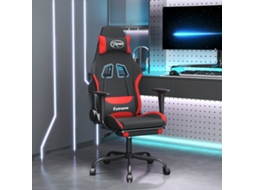 Vidaxl Cadeira De Gaming C/ Apoio Para Os Pés Tecido Preto E Vermelho