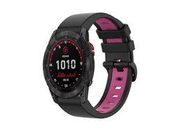 Bracelete de Smartwatch para Garmin Fenix 7X Solar 26Mm Silicone Esportes Pulseira de Relógio de Preto-Rosa VENISYMLIS