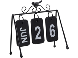 Calendário De Mesa Madeira Preta, Bolso Com Visor Data, Decoração