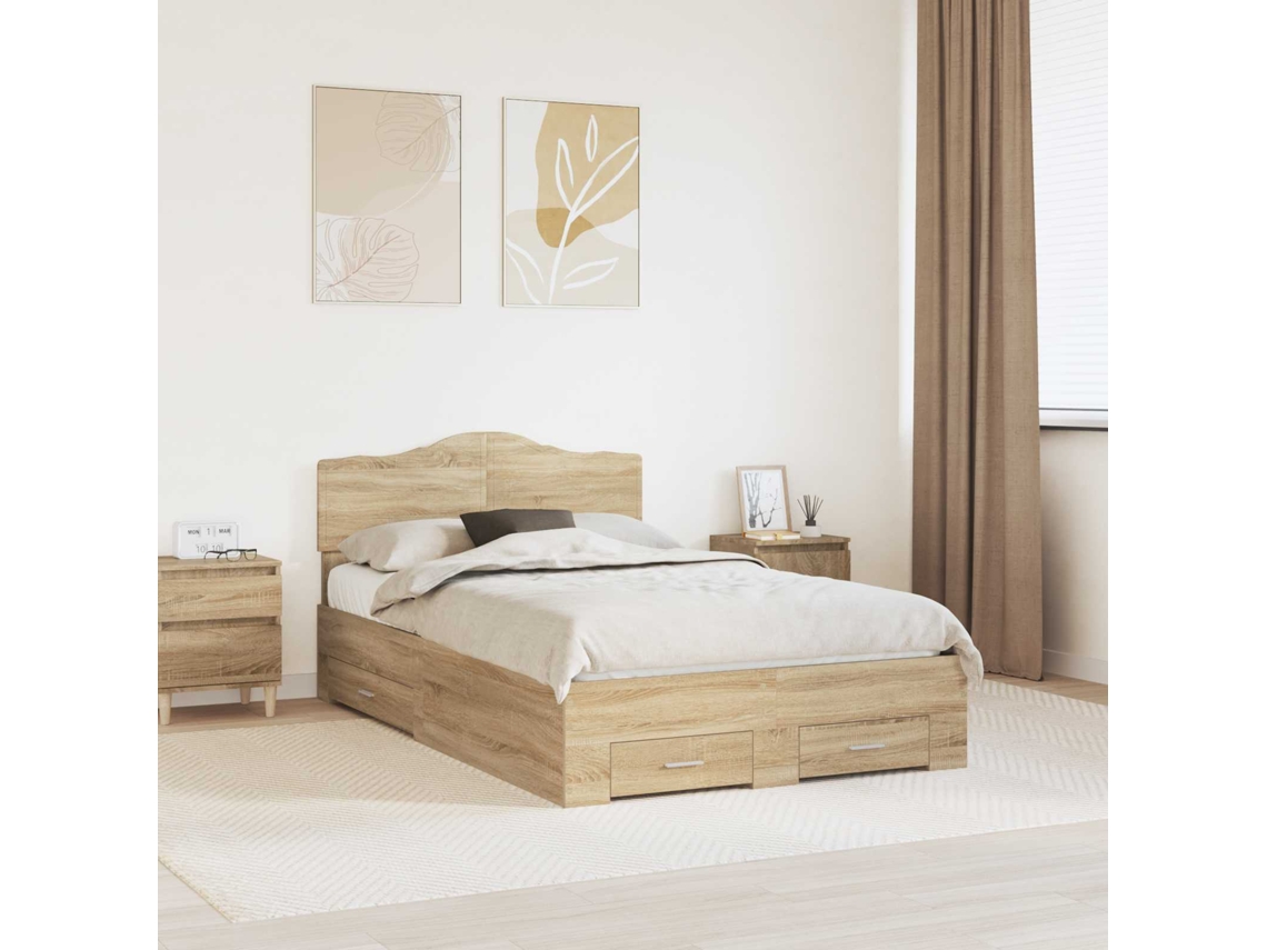 Vidaxl Estrutura Da Cama Com Gaveta Carvalho Sonoma 120 X 200 Cm