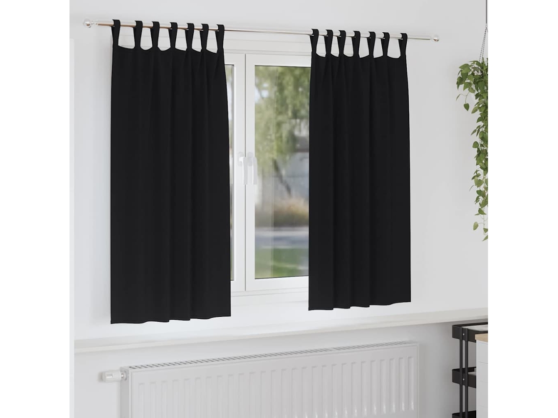 Vidaxl Cortinas Blackout Com Argolas 2 Unid. Preto 175 X 140 Cm