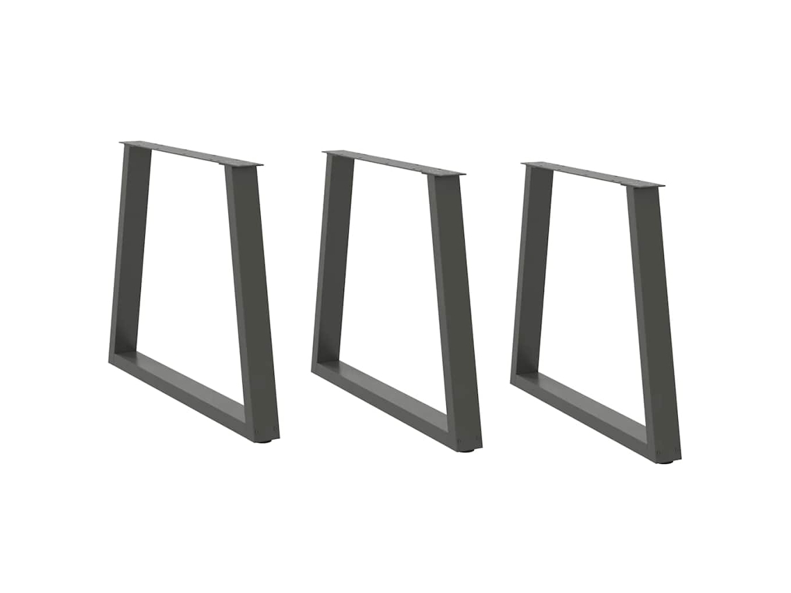 Vidaxl Pés para Mesa de Jantar em V, 3 Peças, Antracite, 70x Cm, Aço (72 73,3)