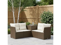 Vidaxl Conjunto De Sofás 5 Unid. Marrom E Branco Creme