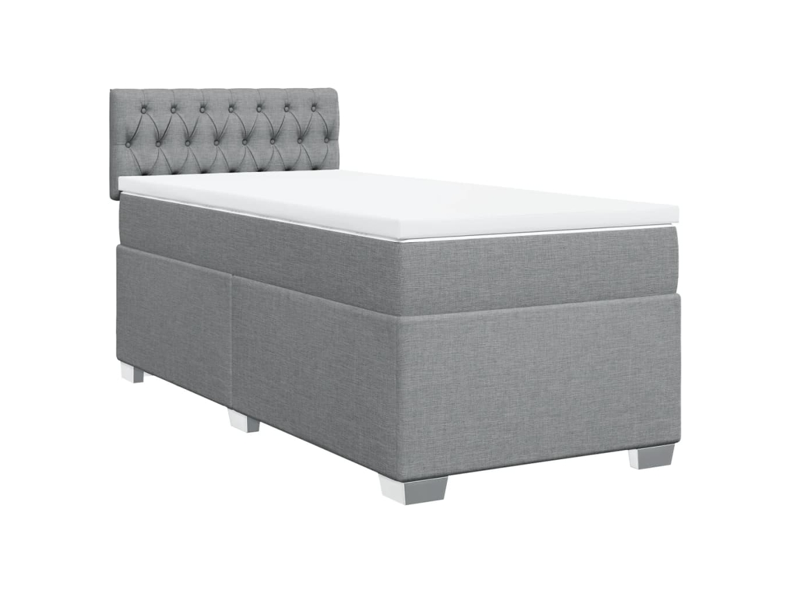 Cama com Molas e Colchão Tecido Cinzento Claro MAISON EXCLUSIVE (100x200 cm)