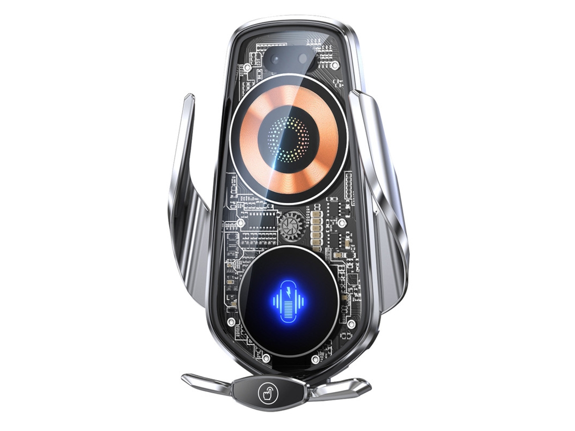 Carregamento Sem Fio Para Carro, Carregamento Rápido Sem Fio De Alta Velocidade De 15 W, Rotação De 360°, Prata