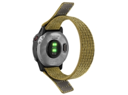 Bracelete de Nylon 26Mm Ajustável com Fita Mágica para Garmin Tactix 7 Pro/Fenix 7X/6X Pro Amarelo Verde