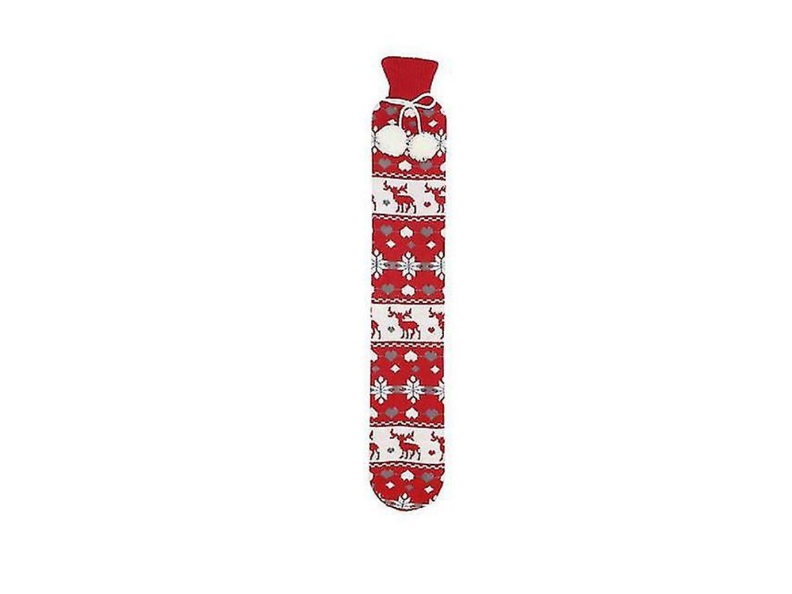 Garrafa De Água Quente 1l/2l Com Capa Macia, Borracha Natural Segura Para Inverno, Terapia De Calor Alce Vermelho