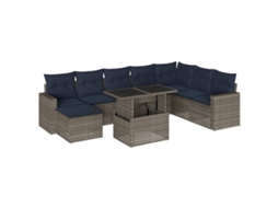 Conjunto de Sofá de Jardim, 9 Peças, Almofadas, Rattan Cinza MAISON EXCLUSIVE
