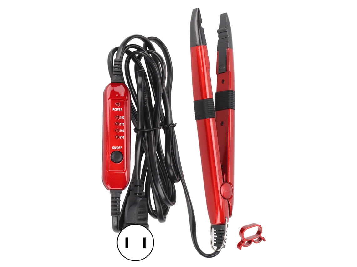 Plancha Para Extensões De Cabelo Ergonômica Com Regulação De Temperatura, Plug Vermelho Eua 110v