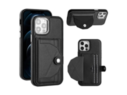 Capa Mobile Phone Cases Shockproof With Card para iPhone 12 Pele Castanho