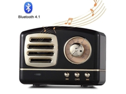 Caixa De Som Portátil Bluetooth Retrô, Mini Caixa De Som Retrô Sem Fio, Graves Potentes, Estéreo, Microfone Embutido Preta Nostalgia88