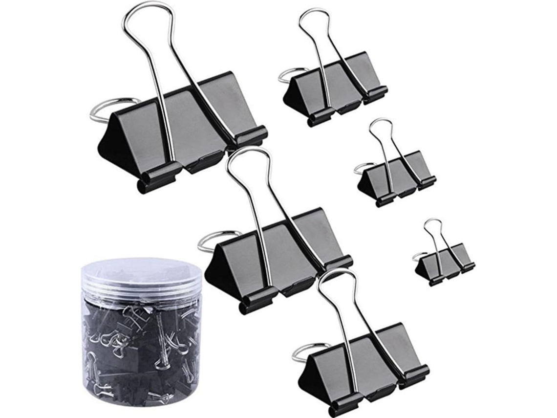 Clips de papel de metal seguros para mesas e escolas, design de arco amplo, 120 unidades de tamanhos variados.