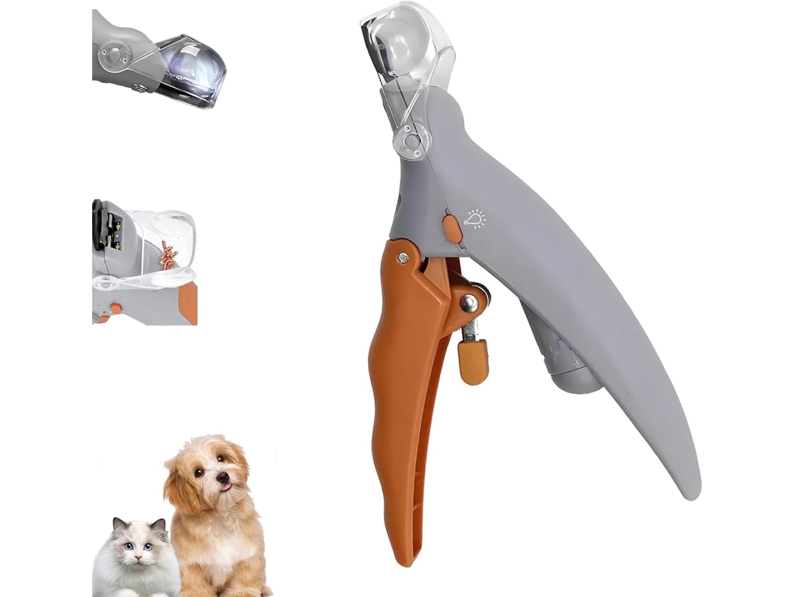 Cortador de unhas para animais de estimação com LED, antiderrapante e lupa.
