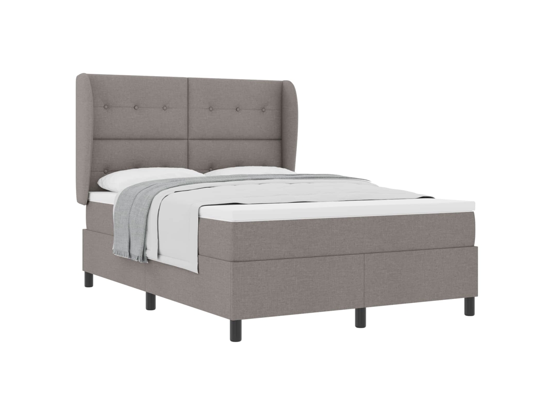 Cama box com colchão cinzento acastanhado 140x190cm tecido MAISON EXCLUSIVE