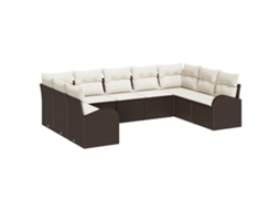 Conjunto 9 Conjunto De Sofá De Jardim Vidaxl Castanho Vime Pe (289 X 179 X 85 Cm)
