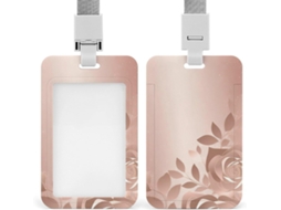 Porta Crachá Rosa, Protetor De Crachá Vertical Com Cordão, Capa Plástica Impermeável, Estojo Crachá