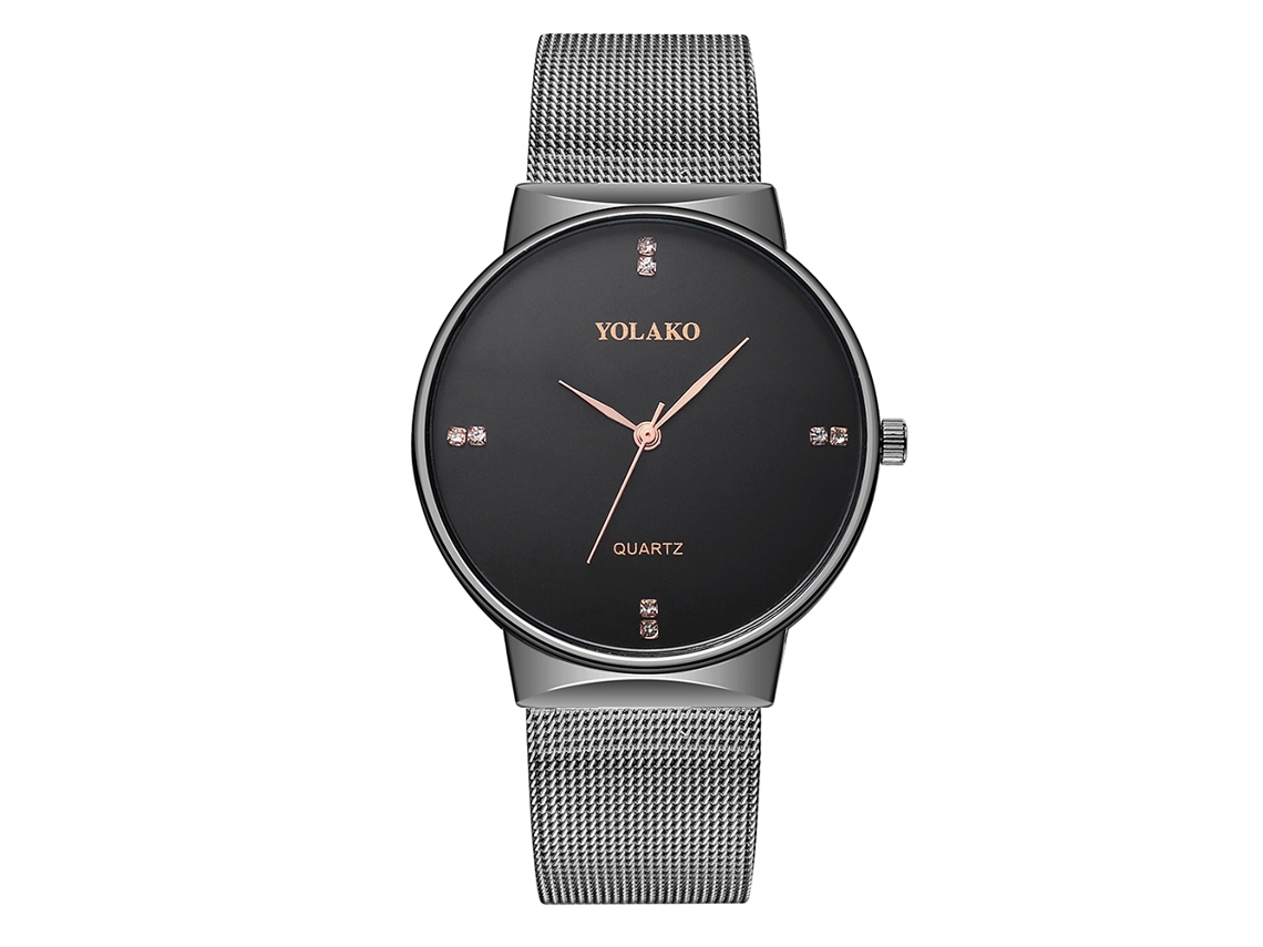 Reloj De Pareja Yolako Elegante De Cuarzo Con Diamantes Para Mujer (negro)