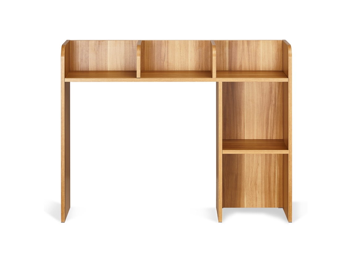 Prateleira de Escrivaninha Madeira 94,5x24,1x73,4 Cm Organizador Armazenamento 2 Níveis com Almofadas Antiderrapantes para os Pés Escritório, Casa,
