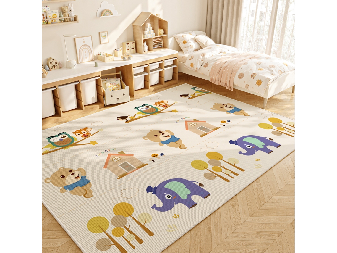 Tapete de Atividades Antiderrapante com Animais, Tapete de Engatinhar Infantil, Tapete Decorativo para Área de Jogos,estilo 2/60x90cm GERTIZ