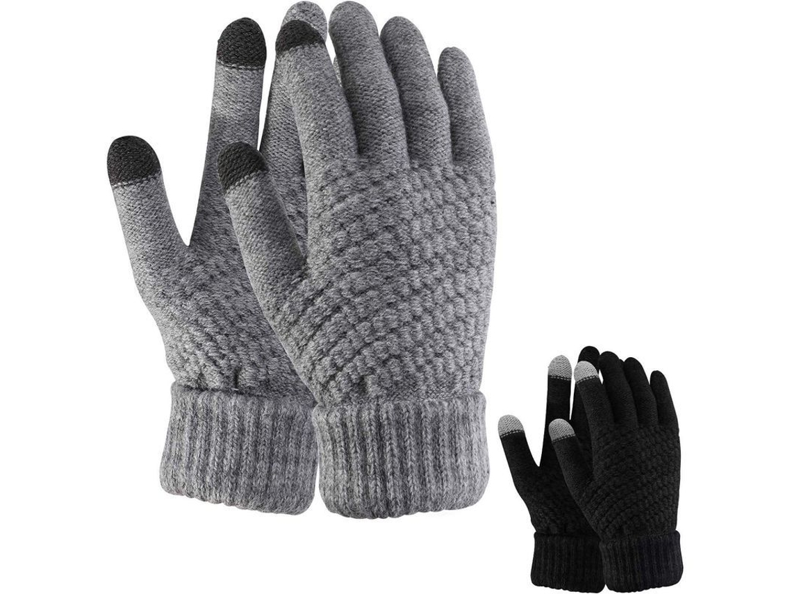 2 Pares Luvas de Inverno de Malha para Mulheres, Luvas Aconchegantes para Casal, Luvas Fleece Delgadas com Tela Tática