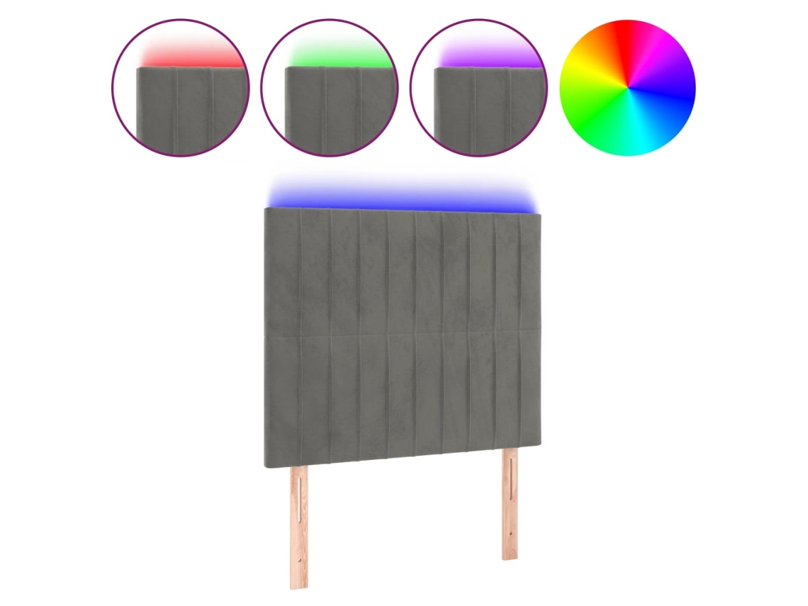 Cabeceira de Cama com Luzes Led Veludo Cinza claro MAISON EXCLUSIVE (90x5x118 cm)