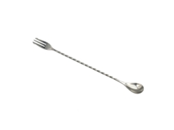 Colher De Bar Com Ponta Em Forma De Garfo, Cabo Espiral Longo, Para Coqueteleira, Misturador De Coquetel Com Duas Pontas
