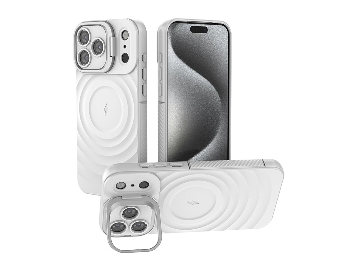 Capa Ing Para Iphone 17 Air Com Suporte, Textura Ondulada, Resistente A Quedas, Branca