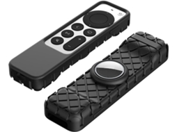 Capa De Silicone Para Controle Remoto Com Compartimento Para Airtag (preta), Compatível Com Apple Tv 4k De 6ª Geração (2021) E Controle Remoto Airtag.