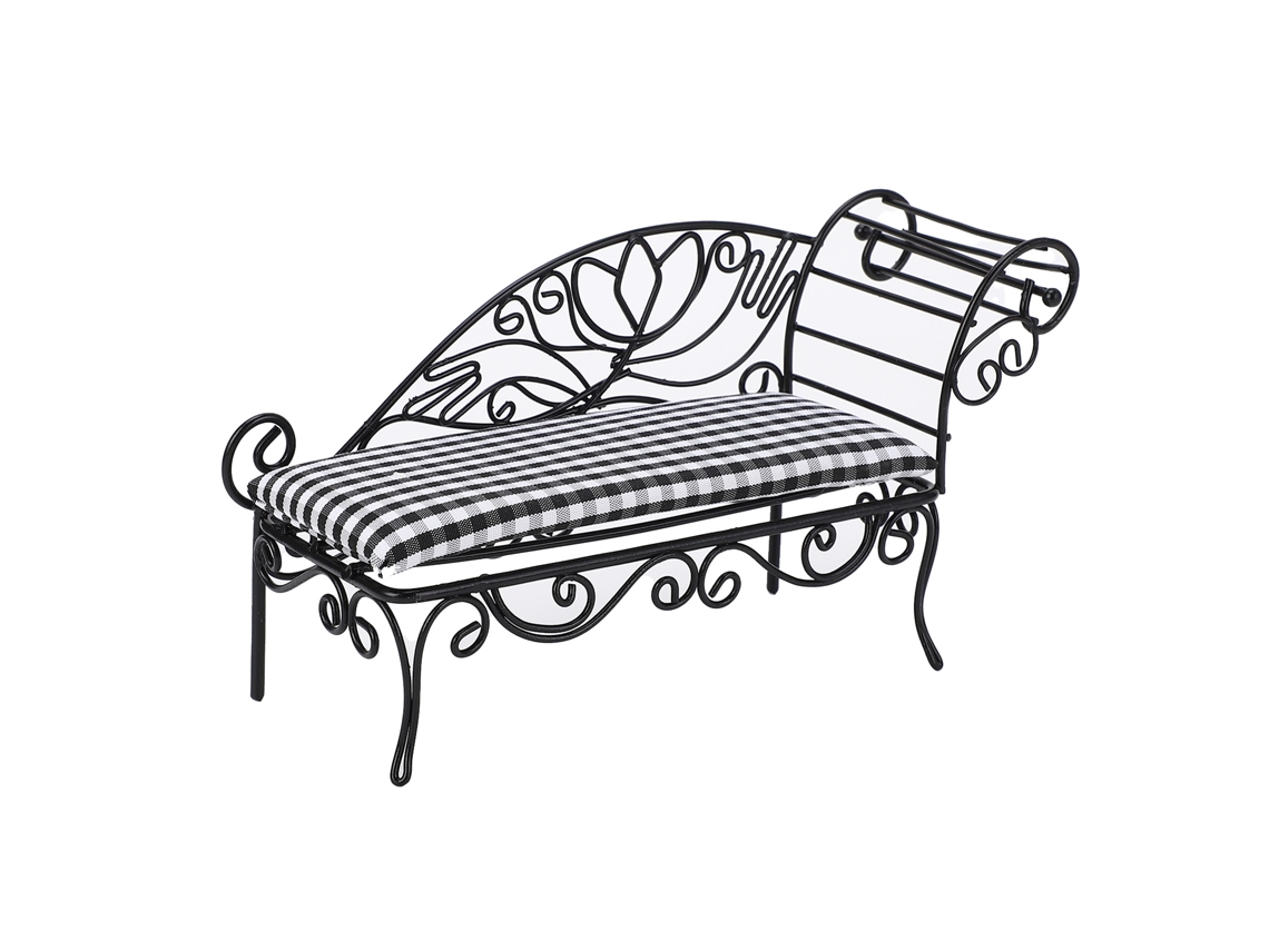 Primerox cama de Ferro para Casinha de Bonecas 1:12 Móvel Miniatura Clássico Retrô Preto