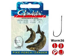 Conjunto de 6 Ganchos GAMAKATSU Worm 36 2/60 Cm