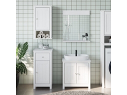 Vidaxl 3 Pcs Conjunto De Móveis Para Wc Berg Pinho Maciço Branco