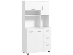Armário de Cozinha Multi armazenamento, 4 Portas, Prateleira de 3 Gavetas + Bandeja Grande 89l X 39,5w X 168h Branco