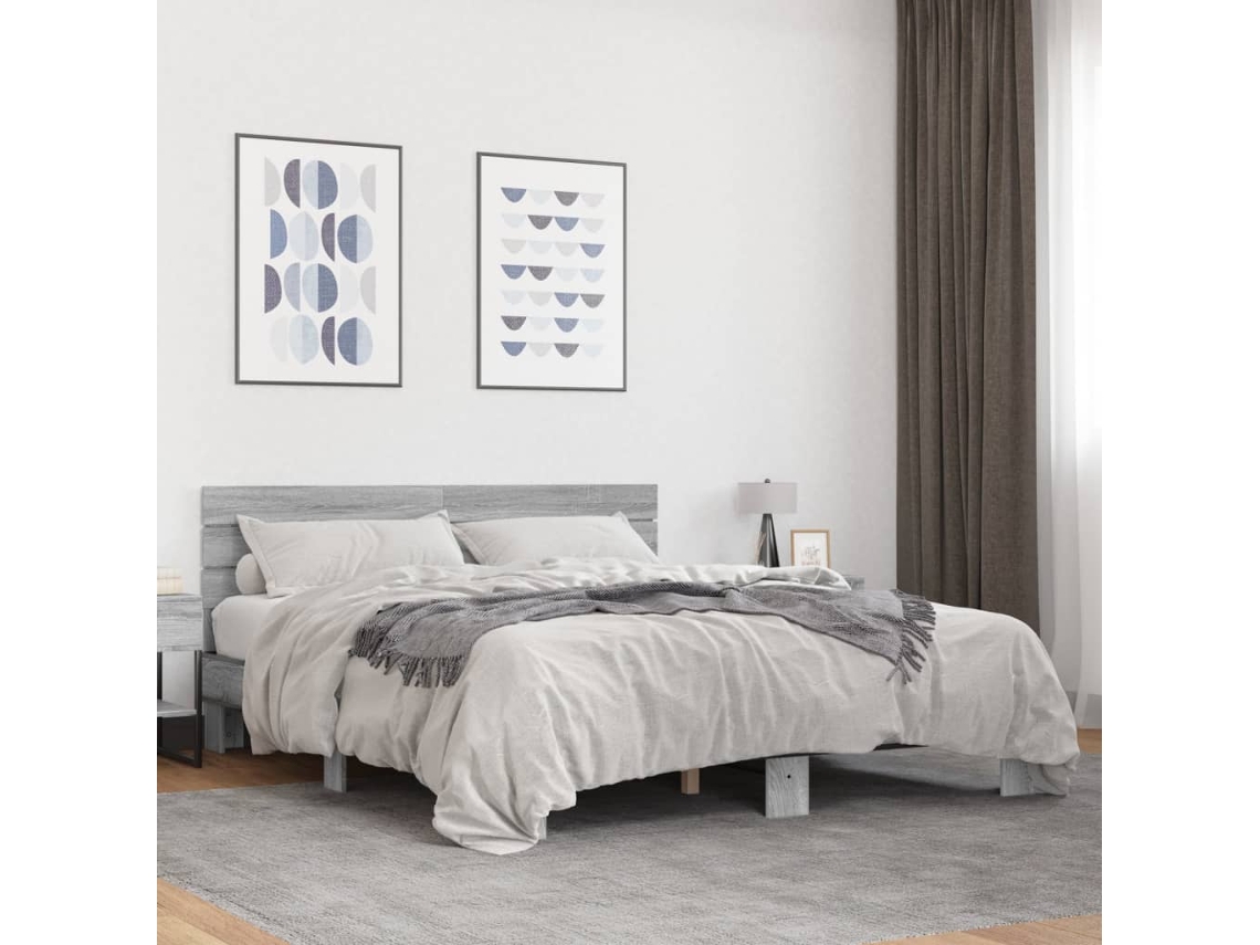 Estrutura De Cama 160x200 Cm Derivados De Madeira/metal