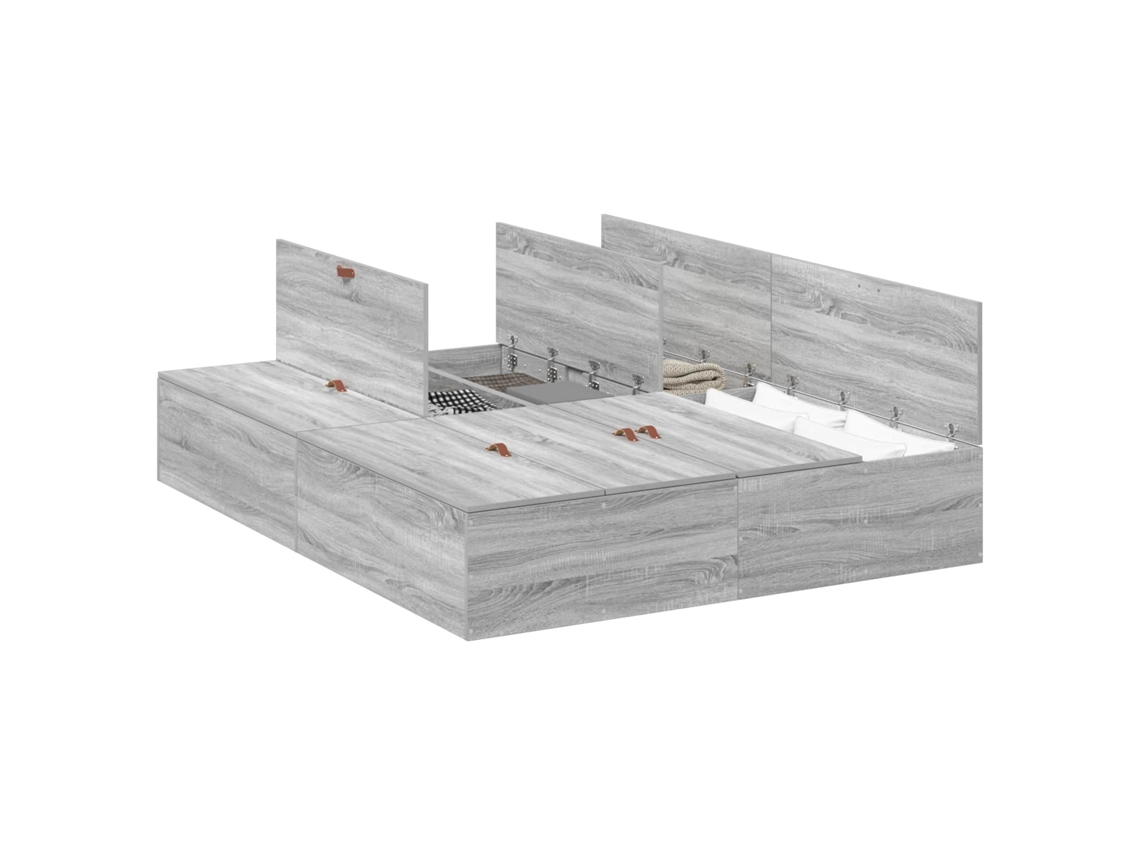 Estrado de Cama com Arrumação Cinza Sonoma 160x200 cm MAISON EXCLUSIVE