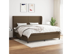 Cama Com Molas/colchão 200x200 Cm Tecido Castanho-escuro