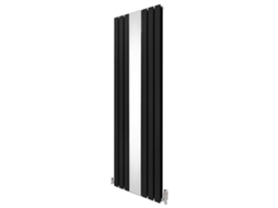 Radiador Vertical De Painel Plano Preto 1800x565mm Com Espelho Integrado E Válvulas Termostáticas Cromadas Monstershop