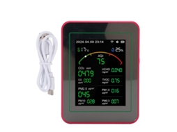 Medidor de qualidade do ar WiFi 15 em 1 YURU com tela HD de 2.8 polegadas, CO2, TVOC, HCHO, PM2.5, temperatura e umidade