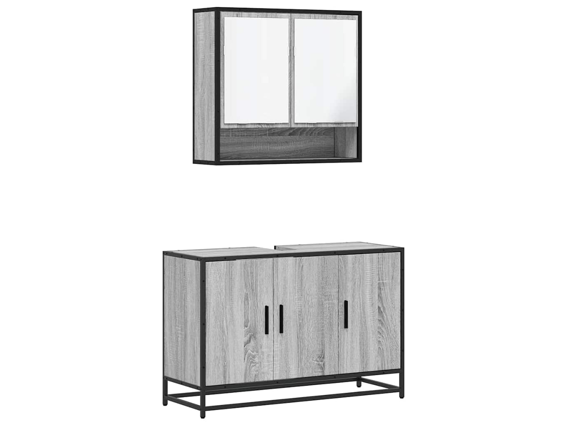 Conjunto de 2 Móveis para Banheiro em Madeira Sonoma Cinza MAISON EXCLUSIVE