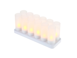 Velas Led recarregáveis com base de carregamento, luz amarela, copo esfumaçado, velas de chá | S/MARCA