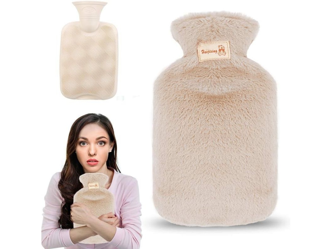 Bolsa De Água Quente Premium Com Tampa, Bolsa De Água Quente De 800 Ml Com Capa De Pelúcia Macia AQUAFORGE