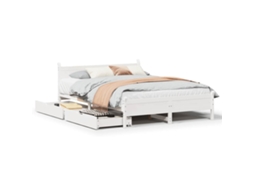 Bed Frame, Bed Frames Vidaxl Branco Madeira De Pinho (135 X 190 Cm)
