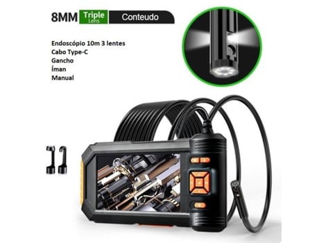 Endoscópio 3 Lentes com Monitor 5 Polegadas 1080P 10 Metros Semi-Rigido TRIPLELENS