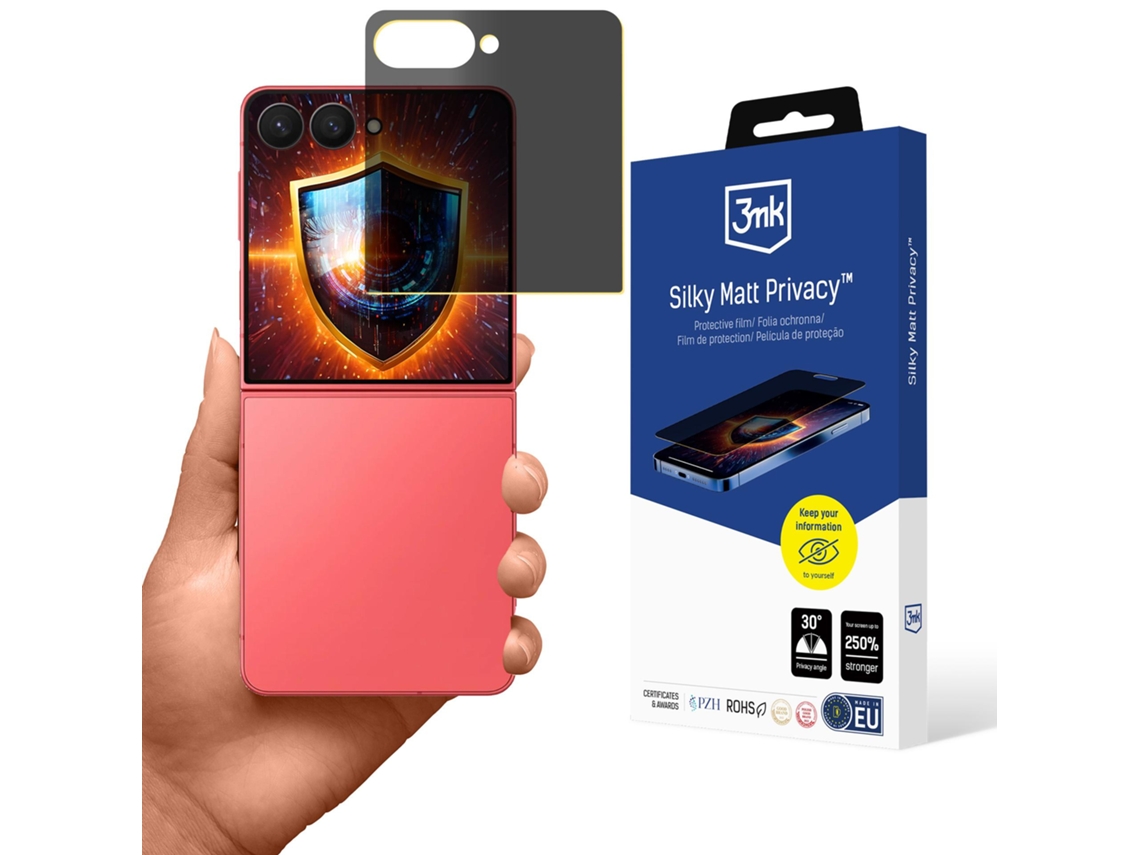 Película De Privacidade Fosca Acetinada 3mk Para Samsung Galaxy Z Flip 7 Com Proteção Anti-root.