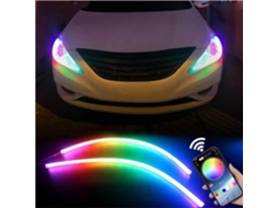 Luzes Diurnas De Led Drl Para Carro, 12v, 2 Peças, Com Controle Por Aplicativo, Faixa Flexível Rgb Symphony Com Efeito