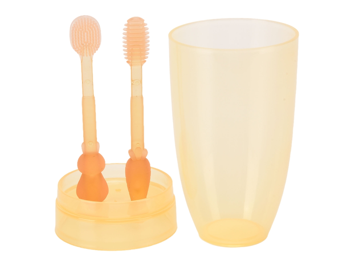 Primerox escova de Dentes Silicone Macia para Bebê 0 3 Anos com Design Cartun e Estojo de Armazenamento