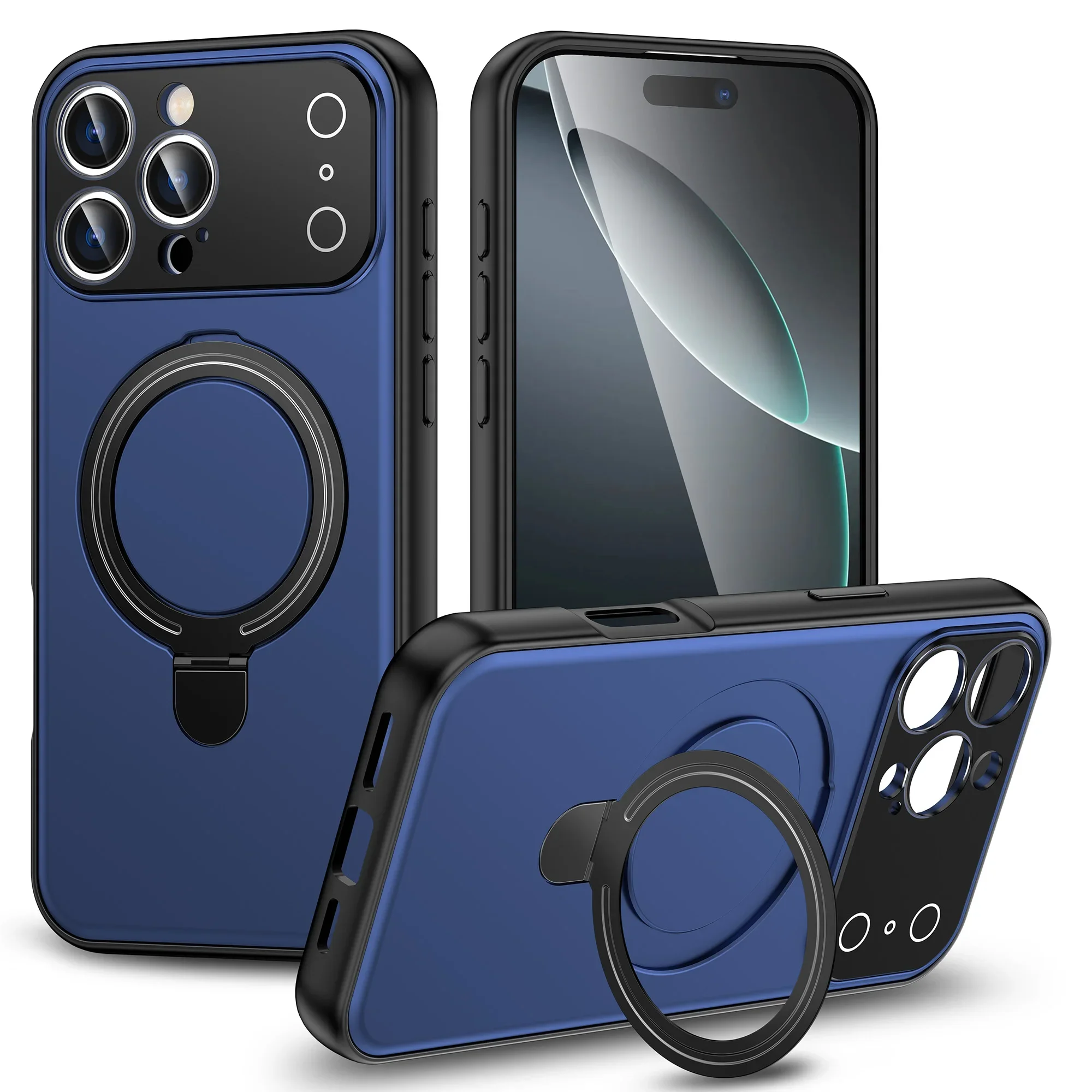Capa Dobrável Com Suporte Magnético Para Iphone 15 Plus (azul), Compatível Com Carregamento Sem Fio.