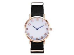 Reloj De Cuarzo Para Hombre Con Correa De Nailon, Dial Redondo Simple, Para Exteriores (negro)